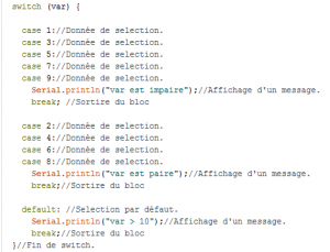 switch() { case: } - PlaisirArduino
