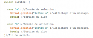 switch() { case: } - PlaisirArduino