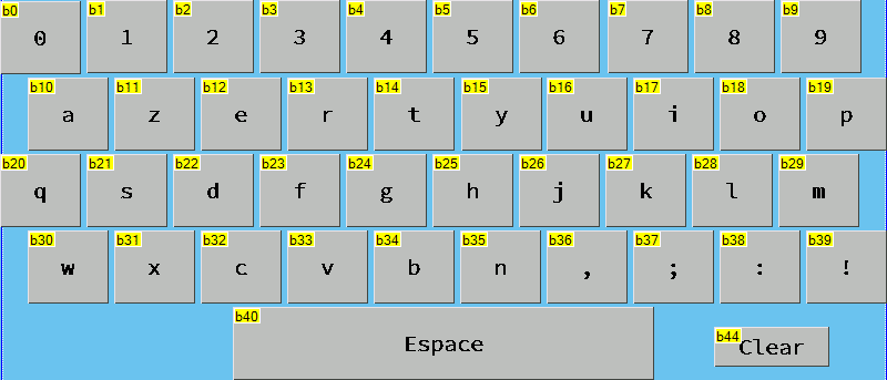 Aperçu du clavier d'écran tactile. Clavier alphanumérique azerty créer avec des composant boutons.